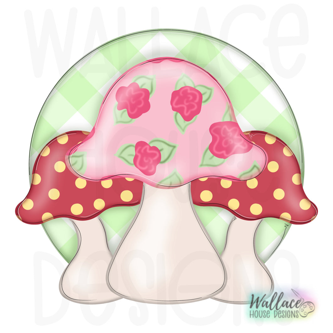 Toadstool Trio Round Frame Printable Template – wallacehousedesigns