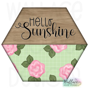 Hello Sunshine Floral Hexagon Frame JPEG