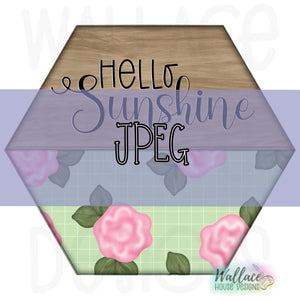 Hello Sunshine Floral Hexagon Frame JPEG