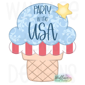 Party in the USA Ice Cream Cone JPEG