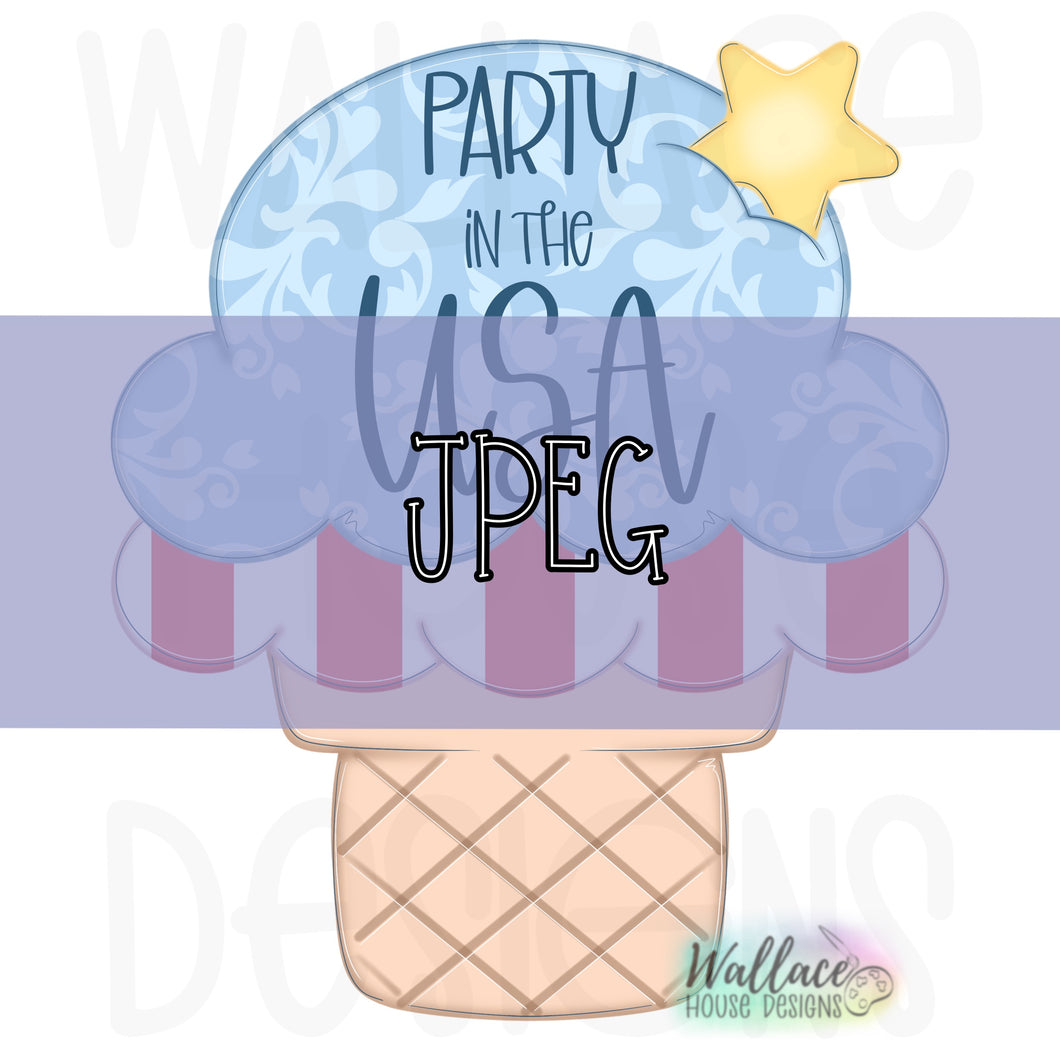 Party in the USA Ice Cream Cone JPEG