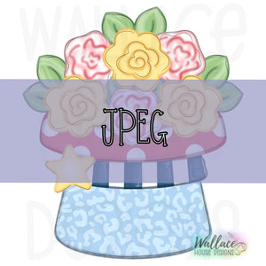 Patriotic Floral Top Hat Planter JPEG