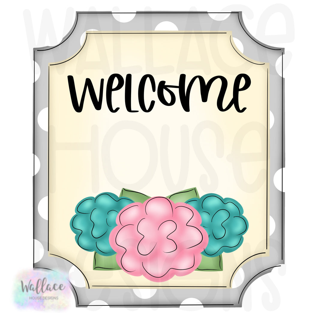 Welcome Floral Interchangeable Base Printable Template