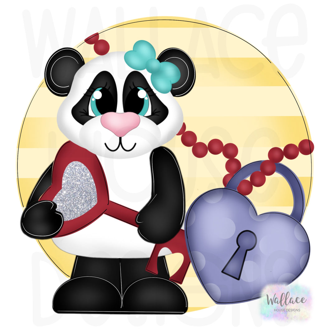 Valentines Lock and Key Panda Printable Template