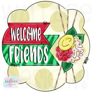 Welcome Friends Watermelon Floral Frame Printable Template