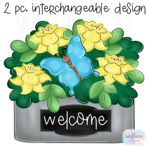 Butterfly Daffodils Interchangeable Planter Printable Template