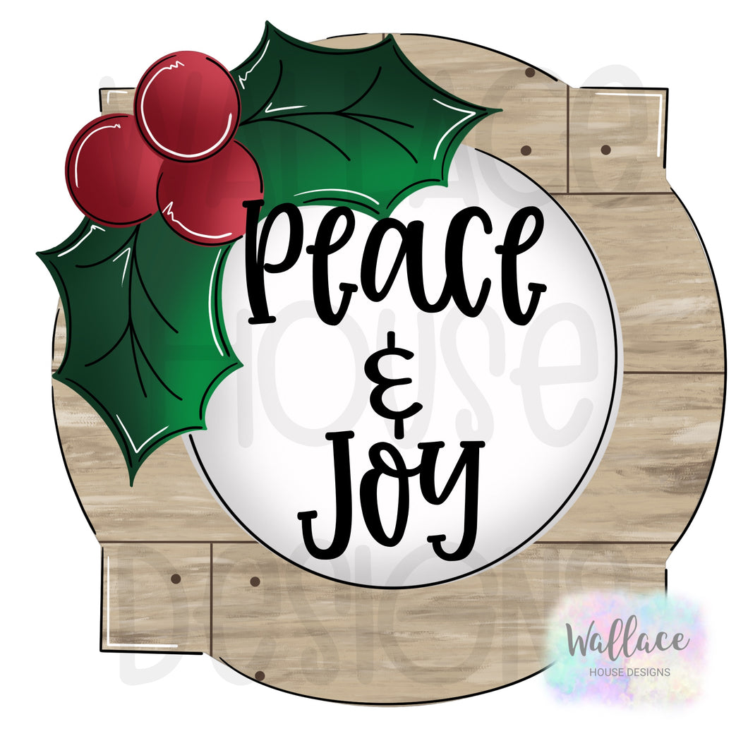 Peace and Joy Holly Frame Printable Template