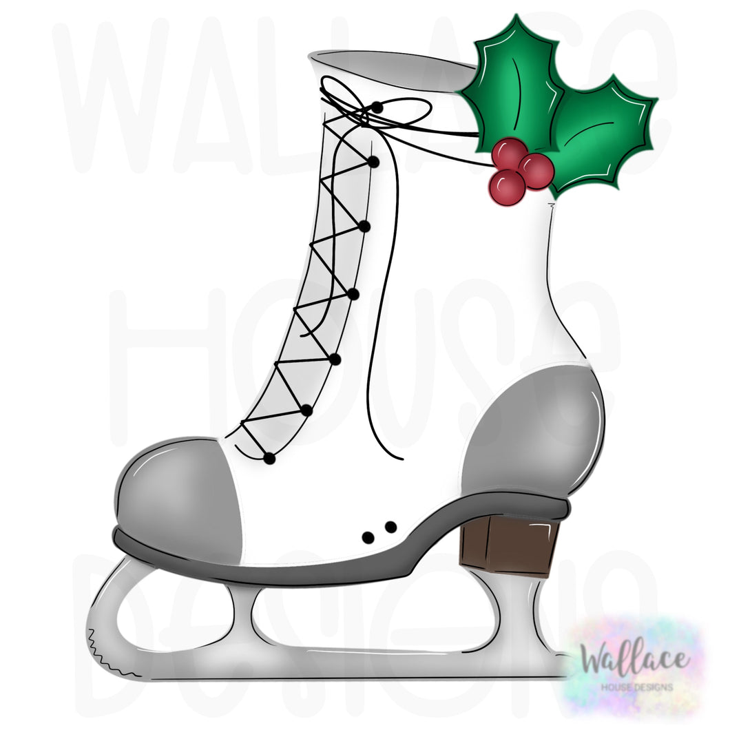 Holly Ice Skate Printable Template