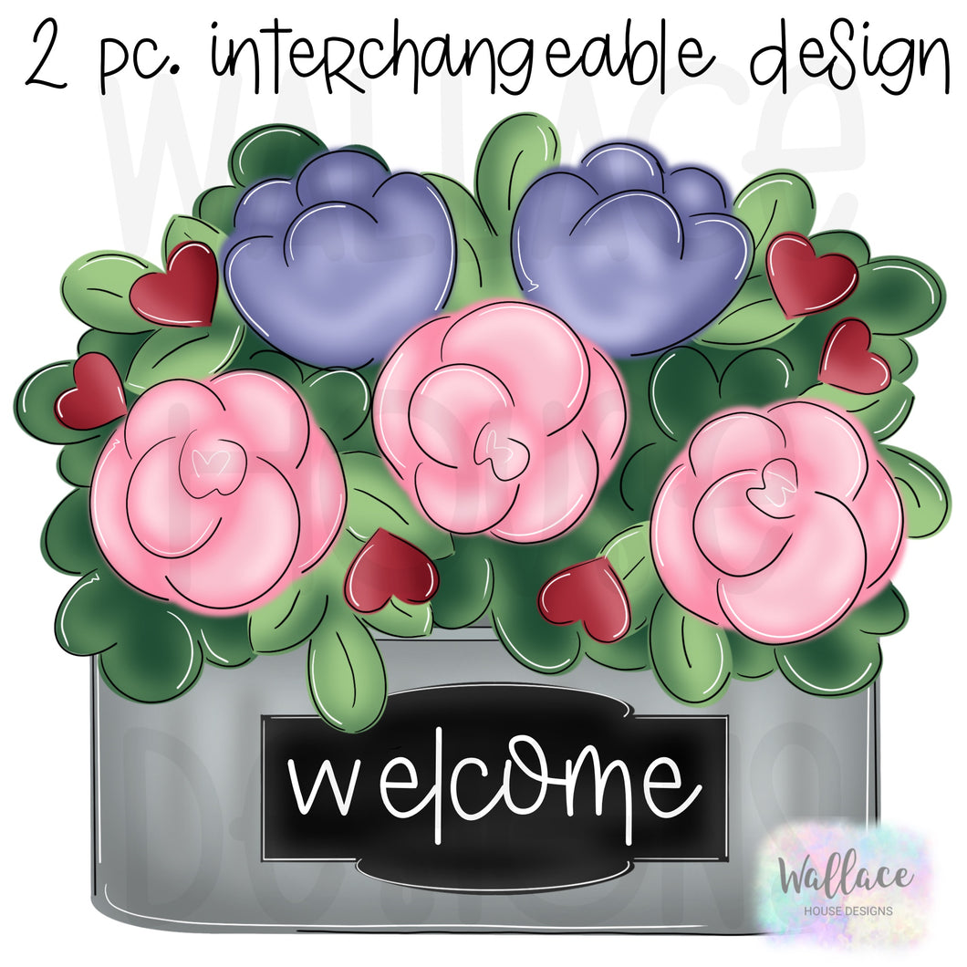 Valentines Floral Interchangeable Planter Printable Template