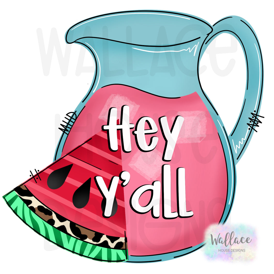 Hey Y’all Watermelon Pitcher Printable Template