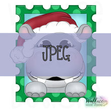 Load image into Gallery viewer, Christmas Hippo Stamp Frame JPEG
