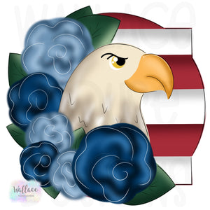 American Eagle Floral Quatrefoil Frame Printable Template