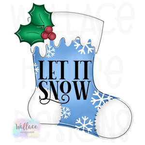 Let it Snow Holly Stocking JPEG
