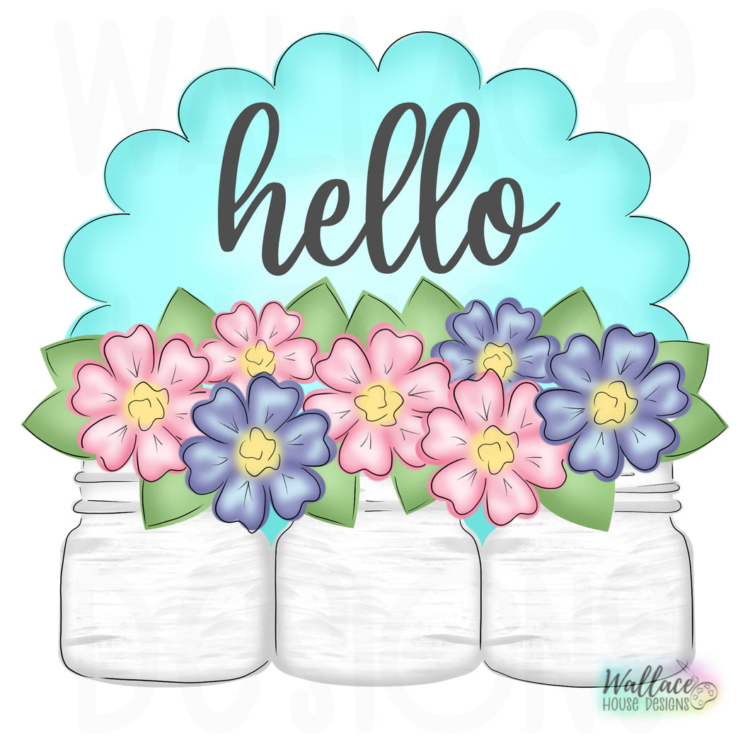 Hello Floral Scalloped Frame Printable Template
