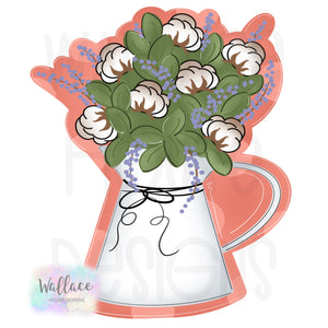 Water Pitcher Cotton Bouquet Printable Template