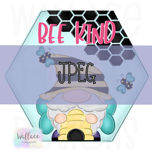 Bee Kind Gnome Hexagon JPEG