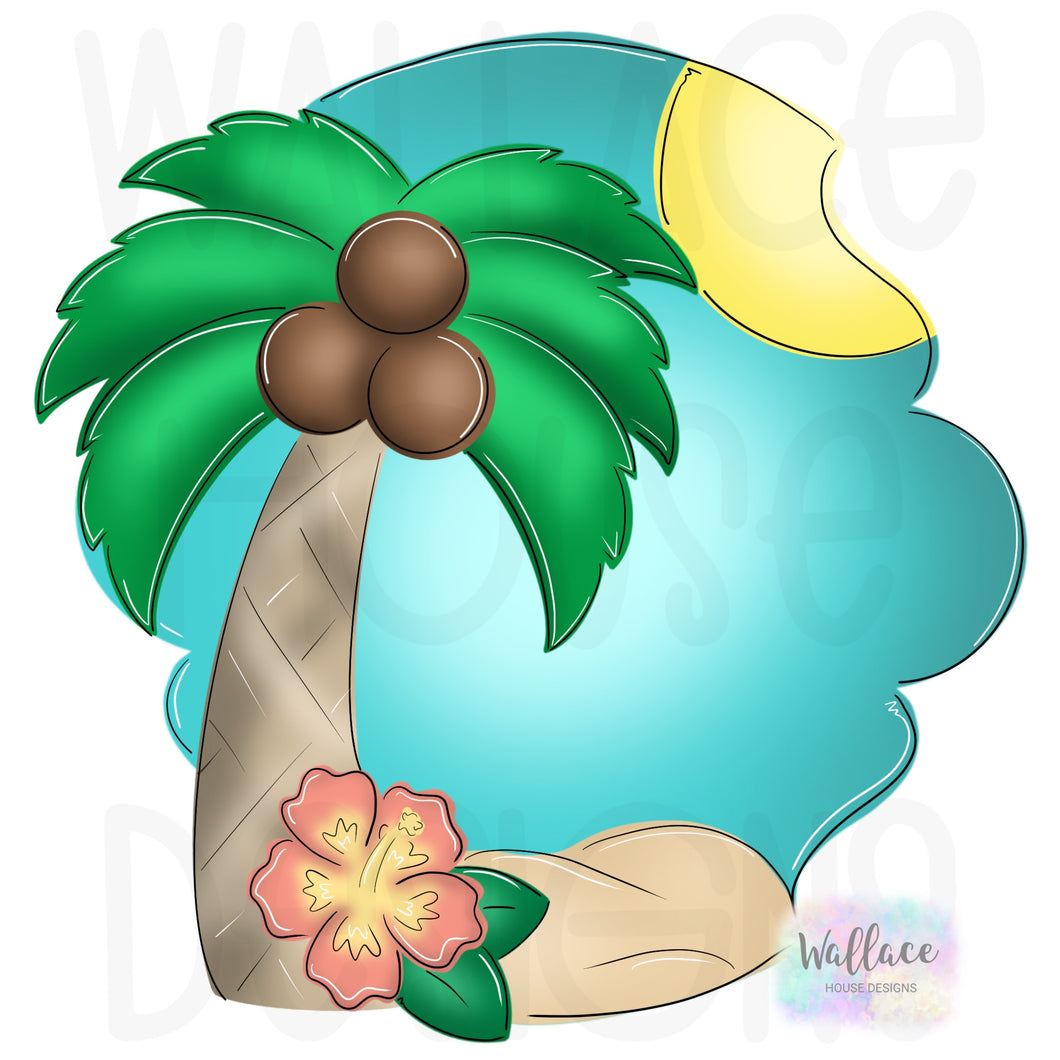 Palm Tree Floral Frame Printable Template