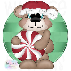 Peppermint Beary Round Printable Template