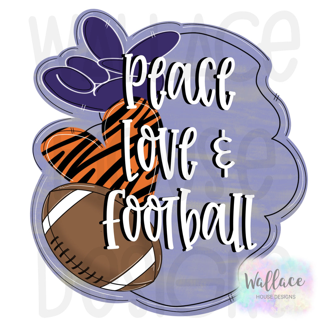 Peace Love & Football Fancy Frame Printable Template