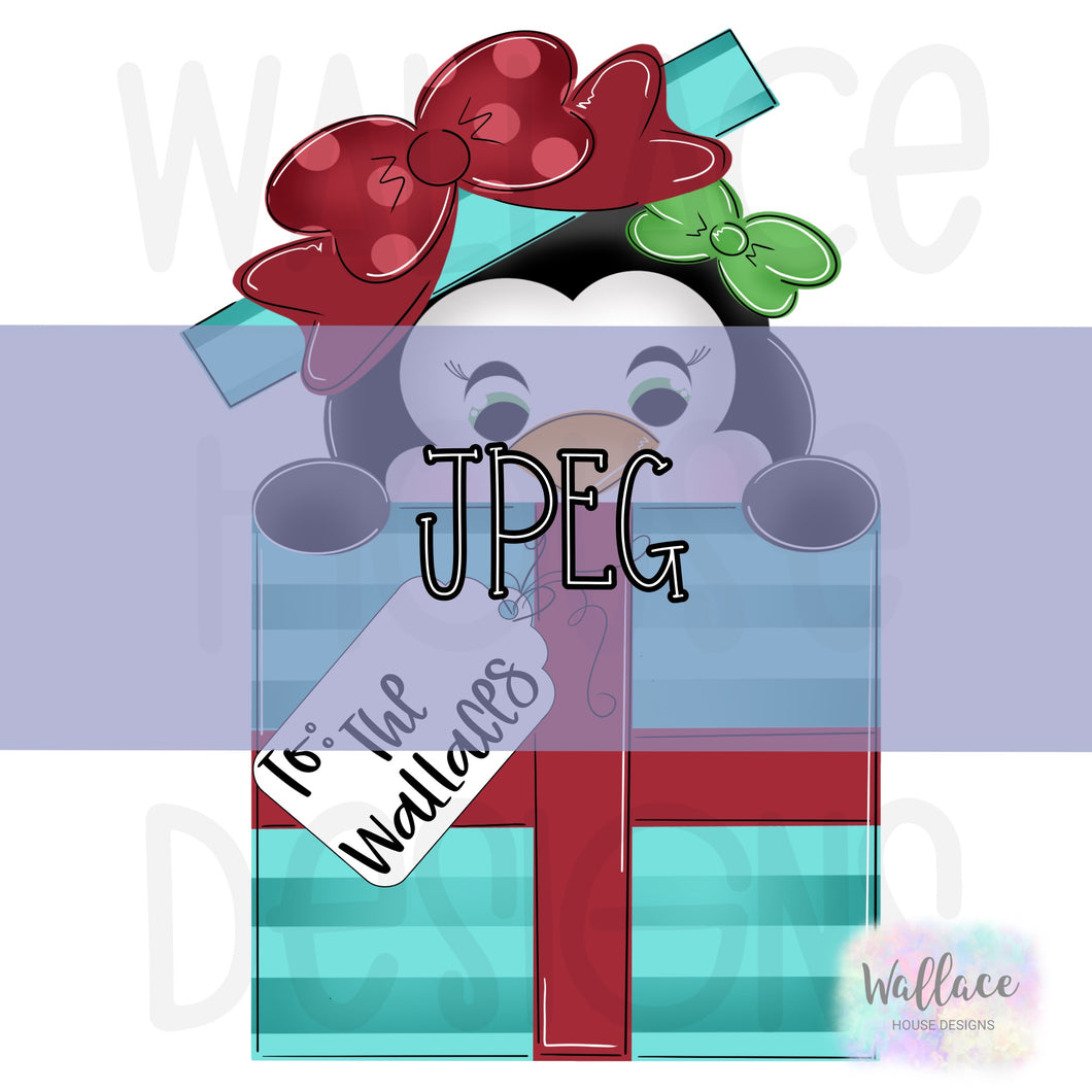 Peek A Boo Penguin Present JPEG