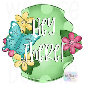 Hey There Butterfly Daisy Frame Printable Template
