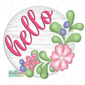 Hello Floral Funky Round JPEG