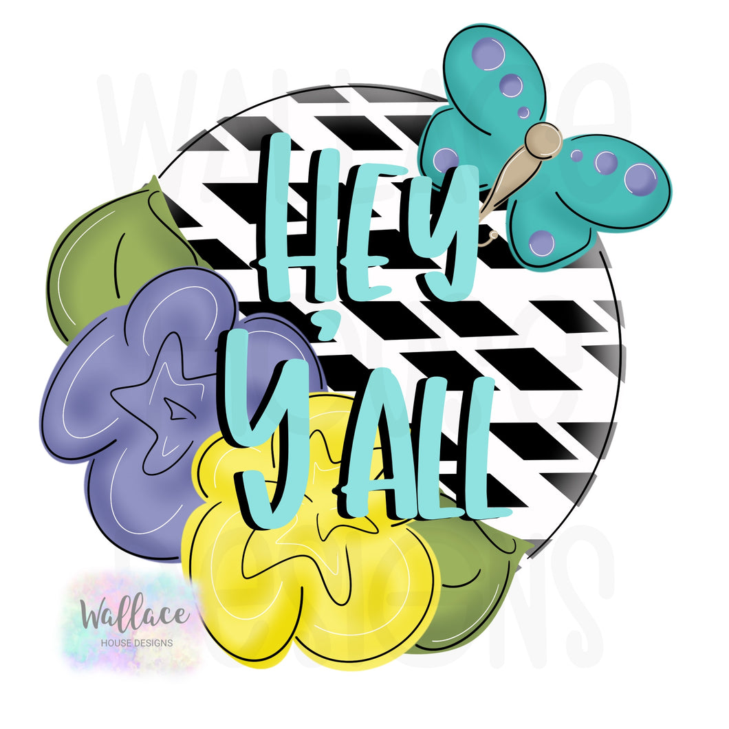 Floral Hey Y’all Butterfly Printable Template