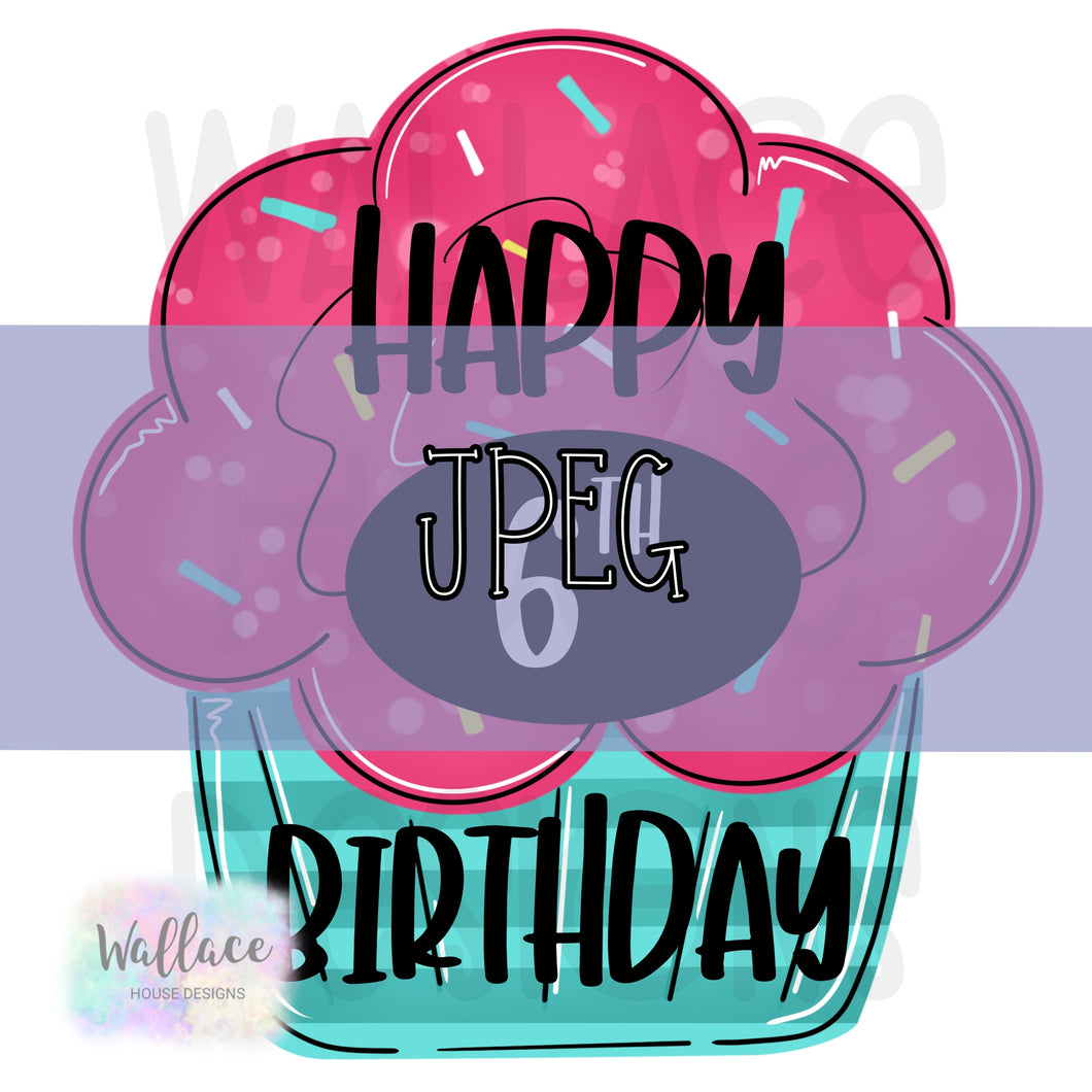 Happy Birthday Chalkboard Cupcake JPEG