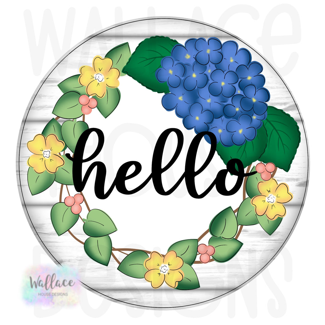 Hydrangeas Wreath Round Printable Template