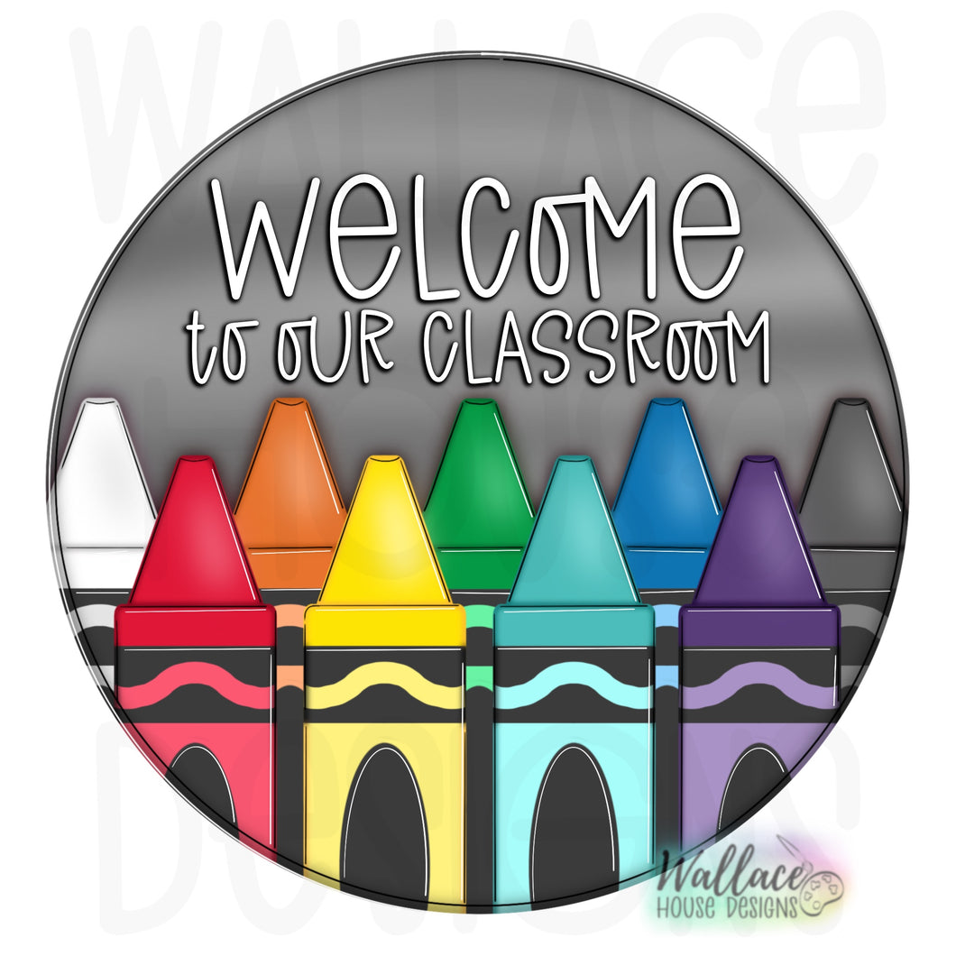 Welcome Crayon Round Printable Template