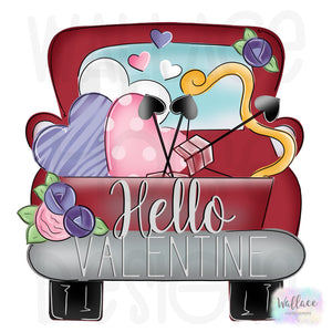 Hello Valentine Truck Bed Printable Template