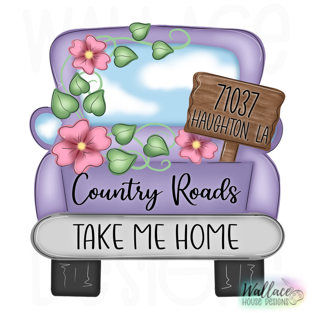 Country Roads Truck Bed Printable Template