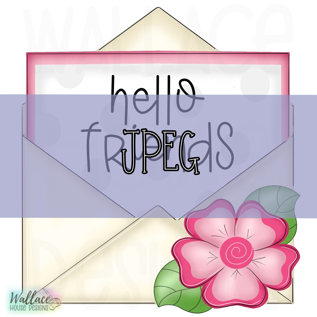 Hello Friends Floral Envelope JPEG