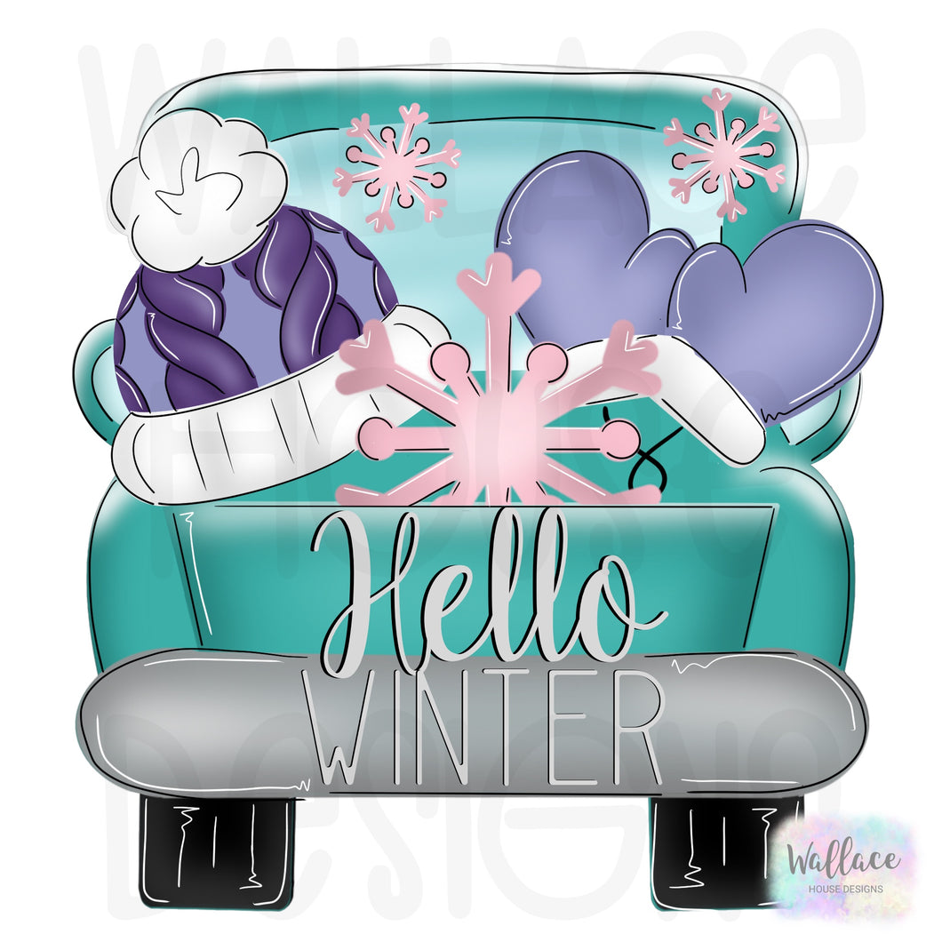 Hello Winter Truck Printable Template