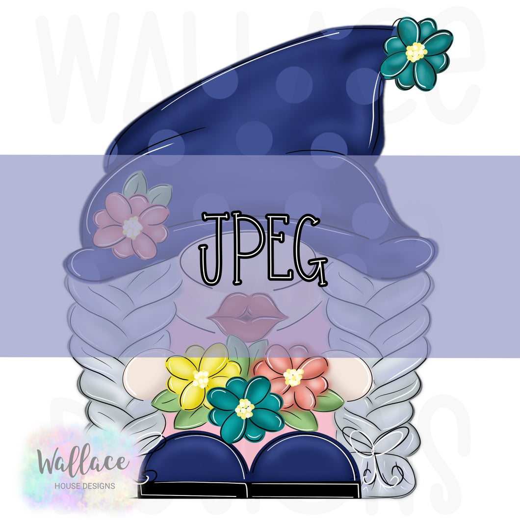 Spring Floral Girl Gnome JPEG