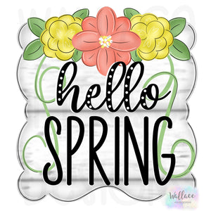 Hello Spring Floral Frame Printable Template