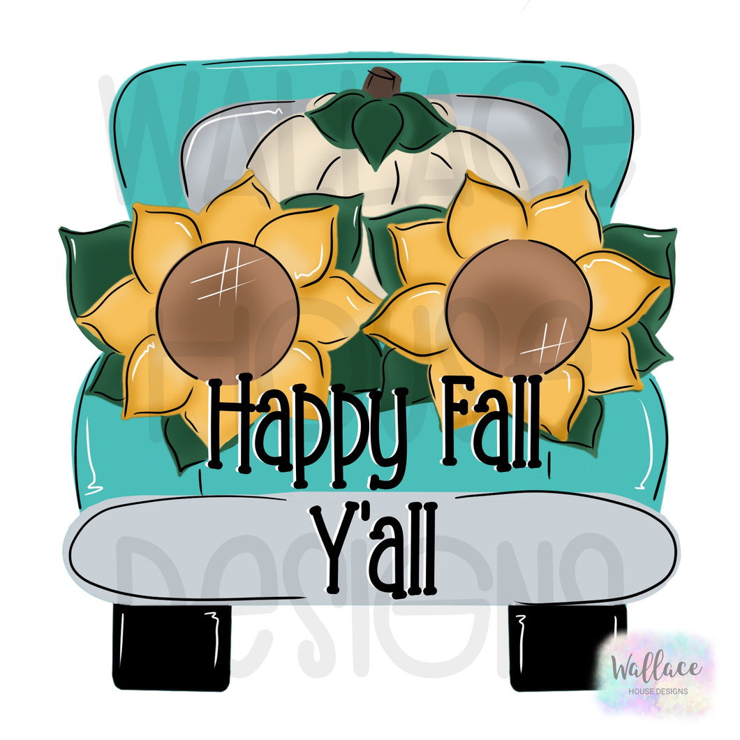 Happy Fall Y’all Sunflower Truck Bed Printable Template