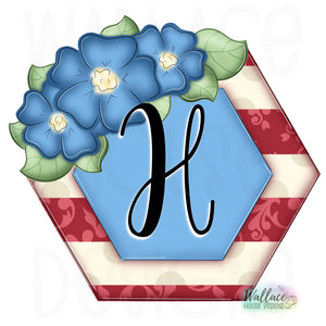 Patriotic Floral Hexagon Frame JPEG