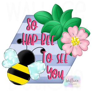Hap Bee to see you Floral Hexagon Printable Template