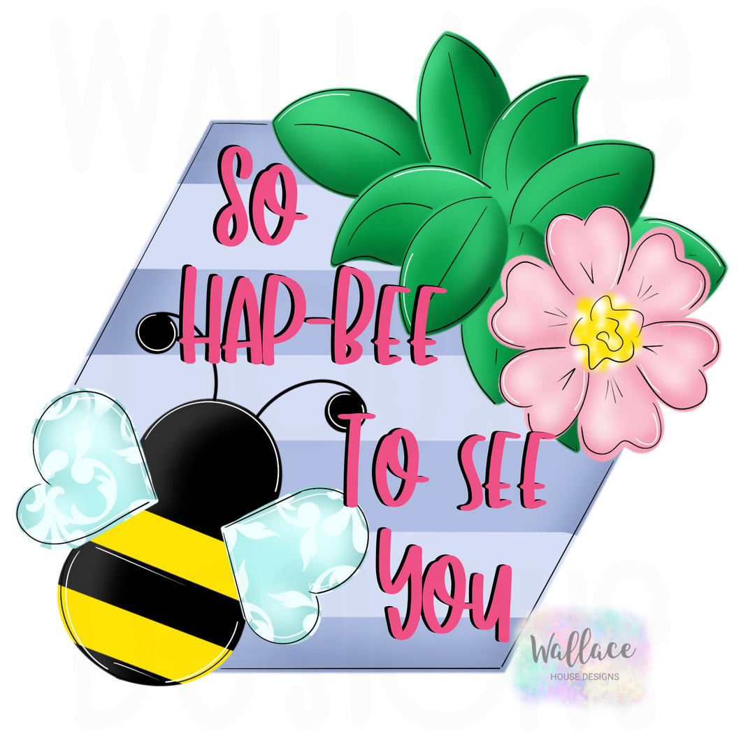 Hap Bee to see you Floral Hexagon Printable Template