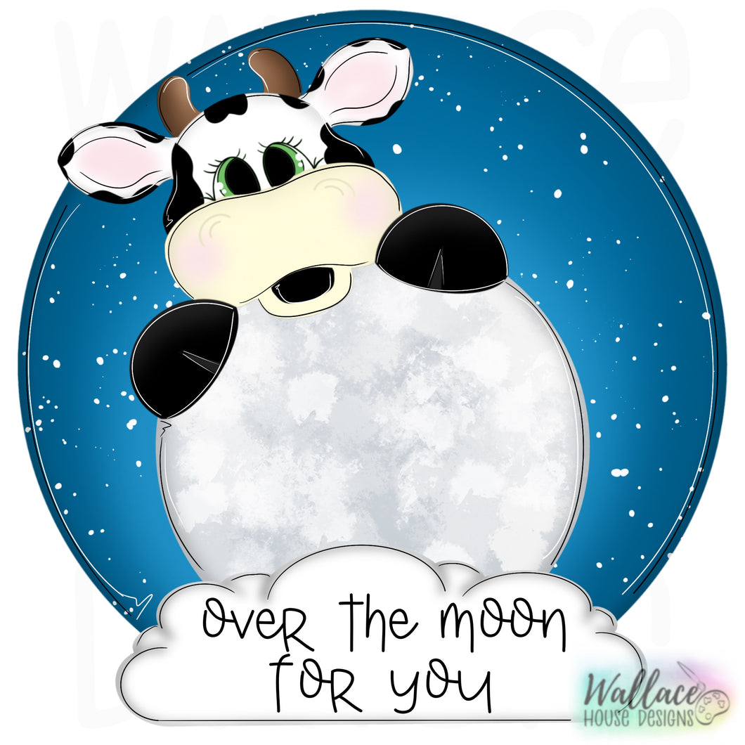 Cow over the Moon Round Printable Template