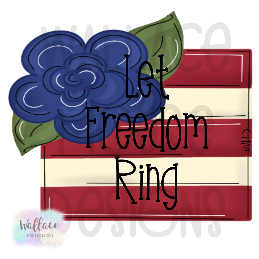 Let Freedom Ring Floral Flag Printable Template