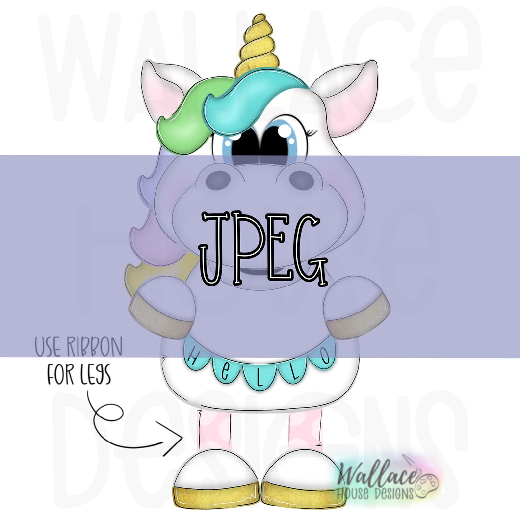 Hello Unicorn Ribbon Legs JPEG