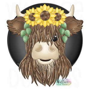 Floral Highland Cow Printable Template