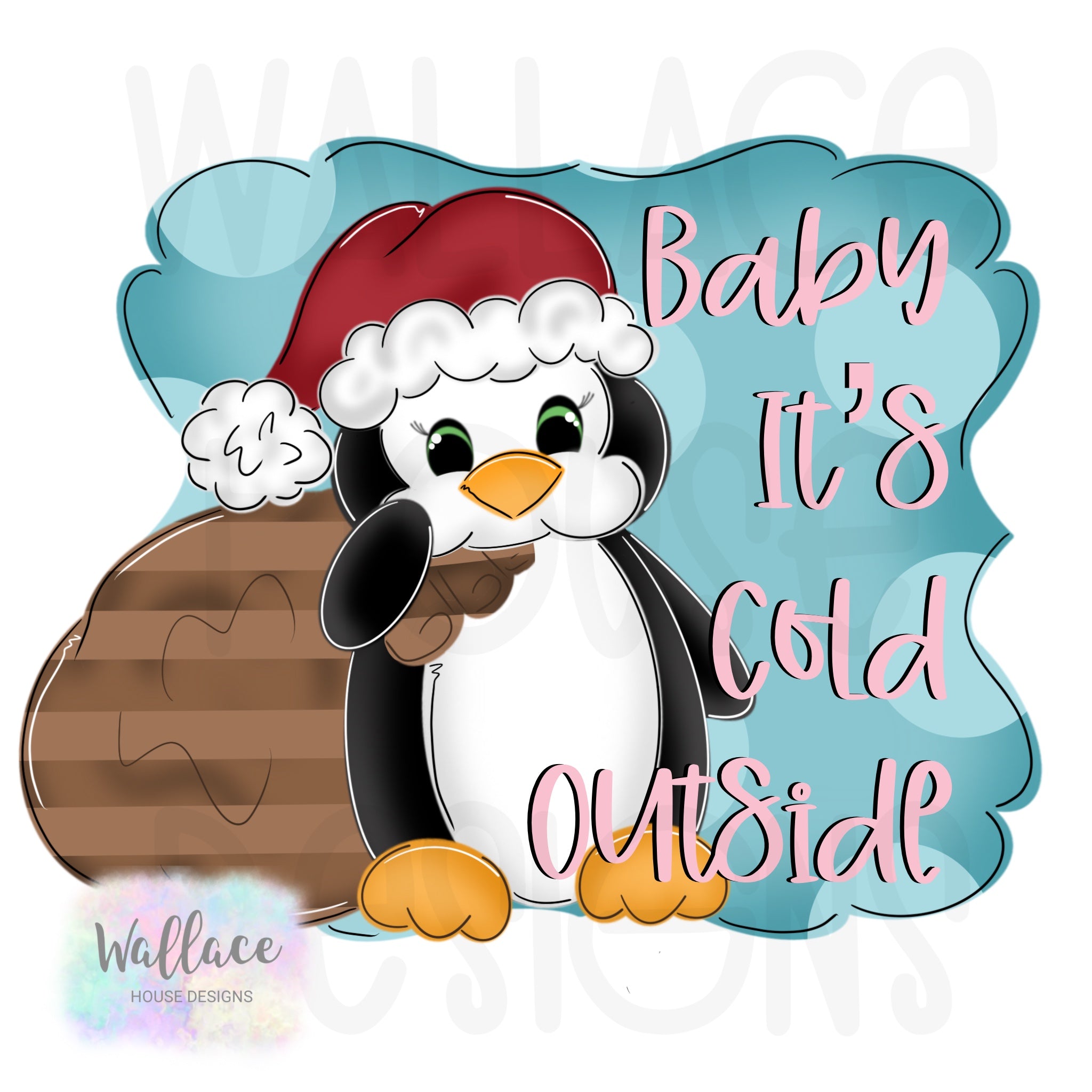 Baby It’s Cold Outside Penguin Printable Template, image size:2048x2048