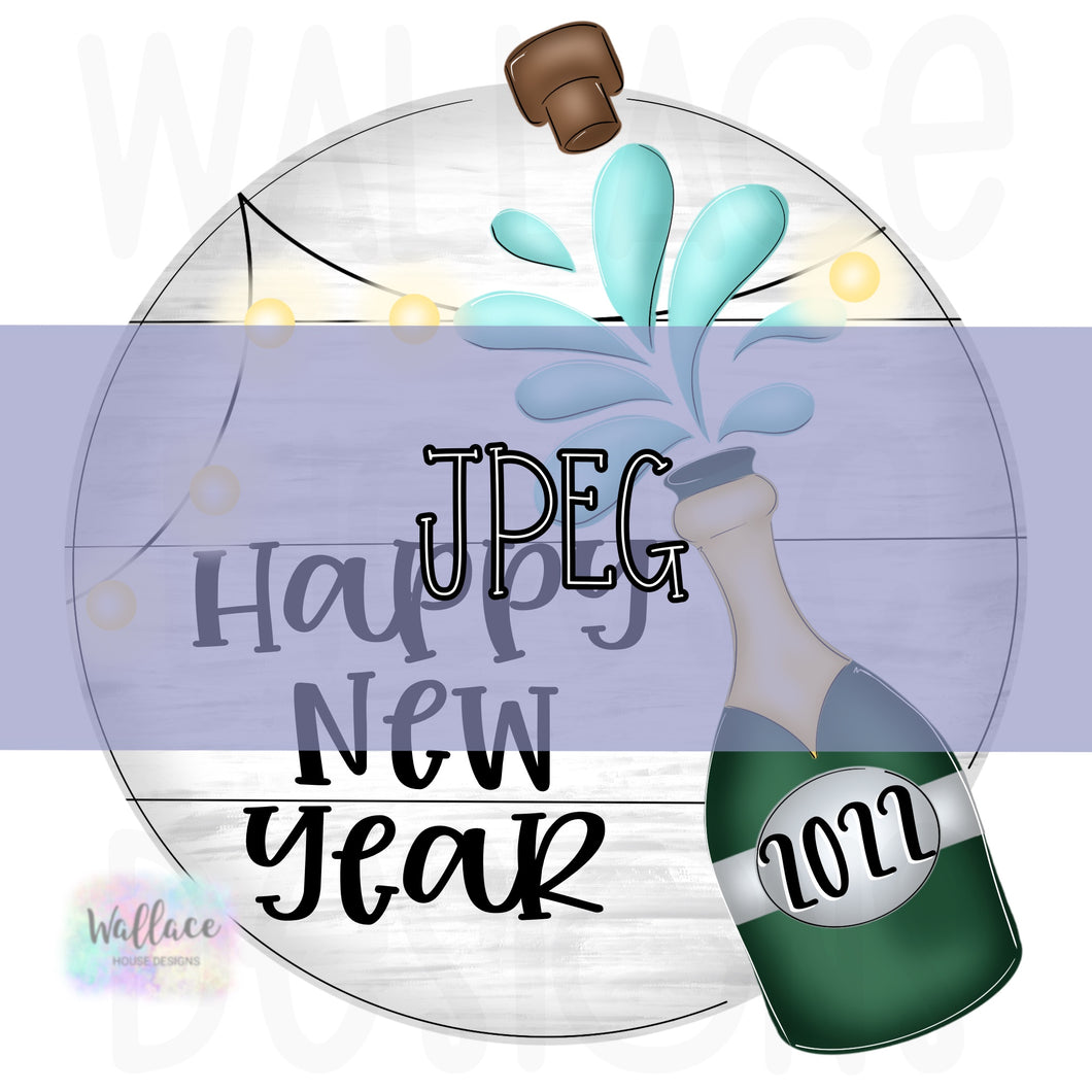 Happy New Year Champagne Bottle JPEG