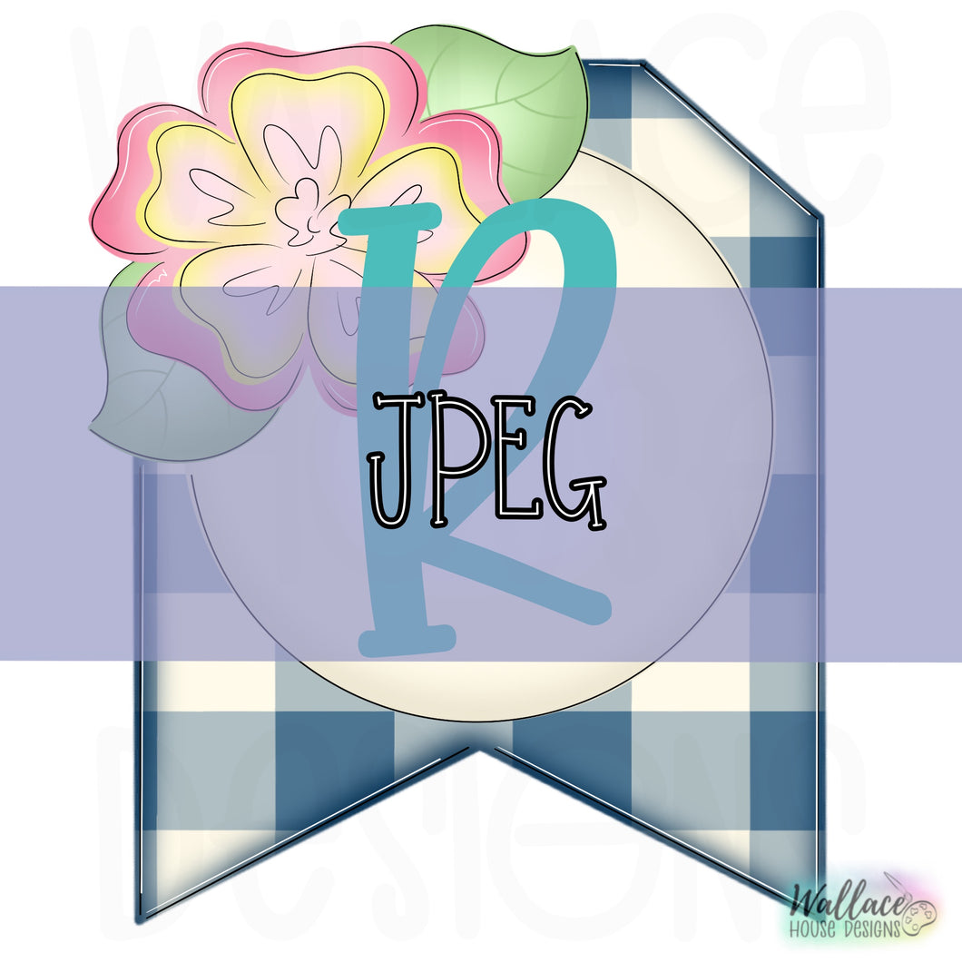 Funky Flower Tag Monogram Frame JPEG