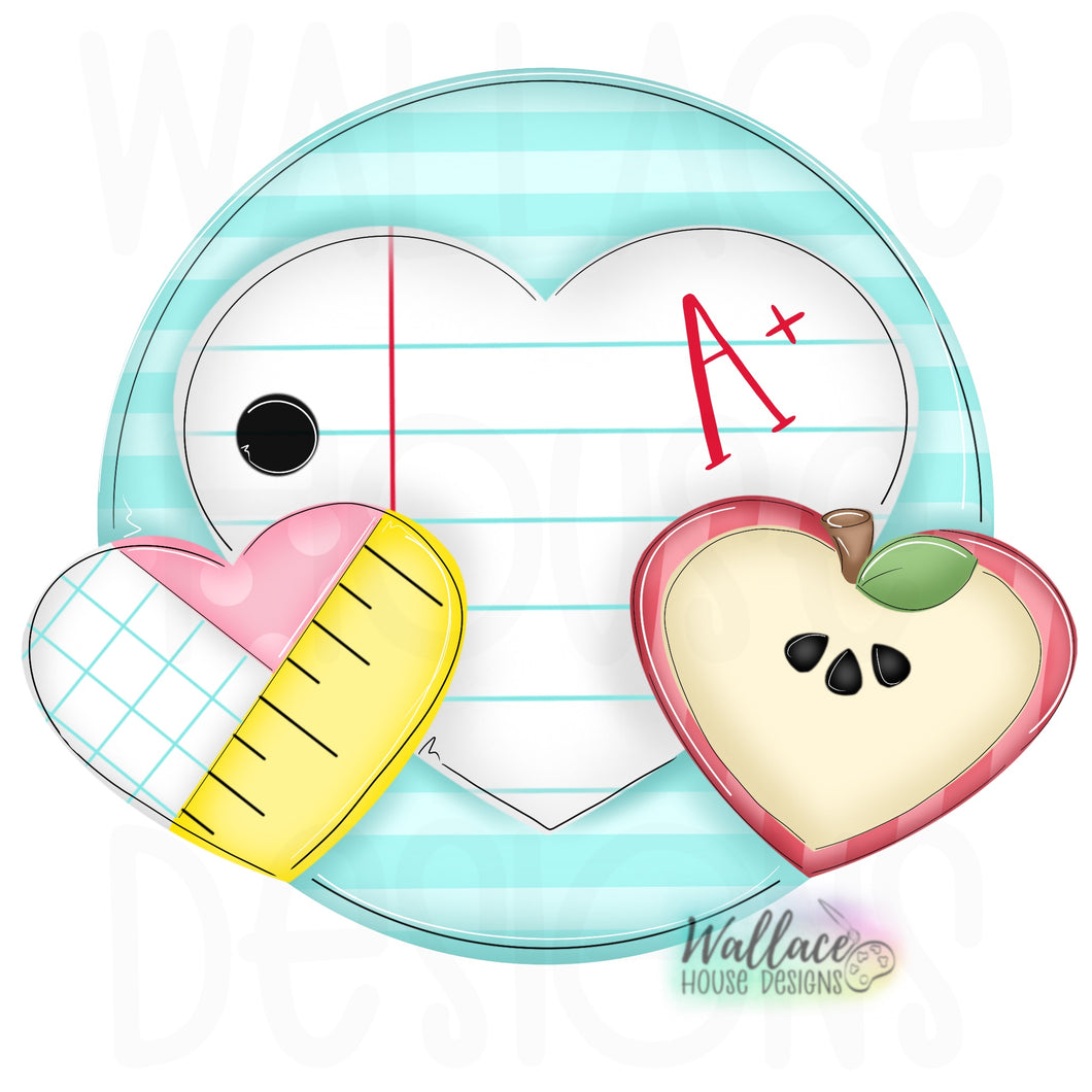 Back to School Heart Trio Round Printable Template