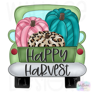 Happy Harvest Pumpkin Trio Truck Bed Printable Template