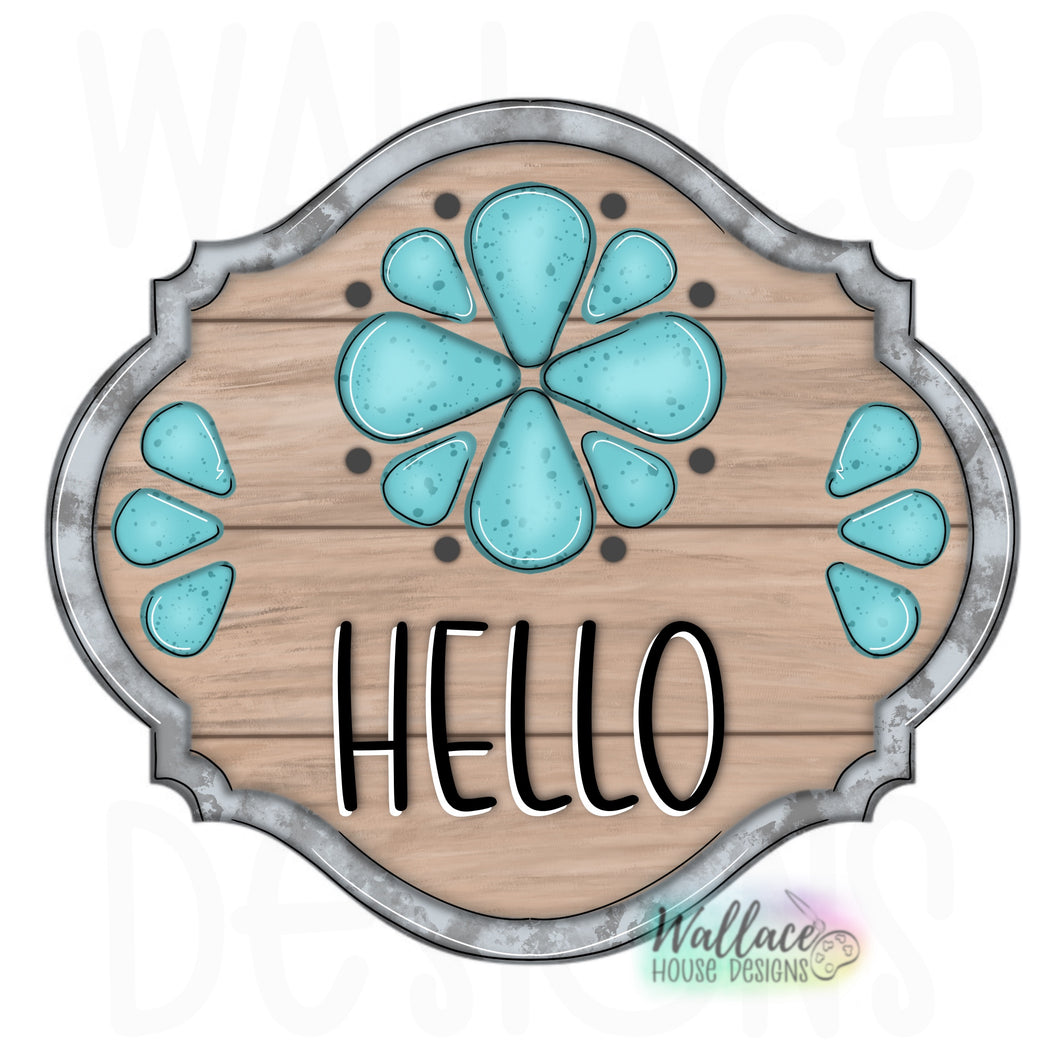 Hello Turquoise Gem Frame Printable Template